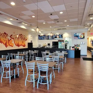 the inside of a restaurant