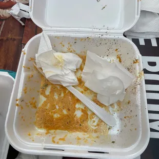 a plastic container with food in it