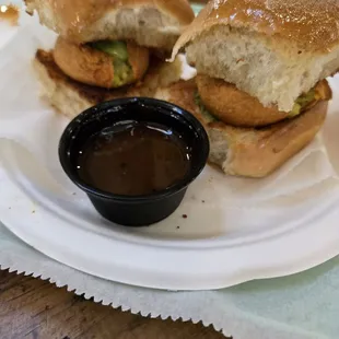 Vada pav, crispy and delicious.  Don't miss this!