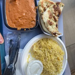 Butter chicken with garlic naan. SO. GOOD.
