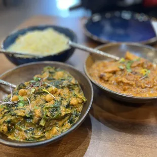 Channa saag, butter chicken