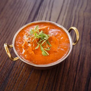 an overhead view of a curry dish