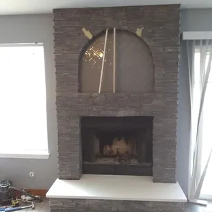 a fireplace in a living room