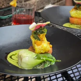 Halibut with coconut rice and bok choy