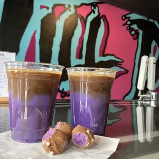 Amazing Ube lattes and a matching Ube donut to top it off, so good!