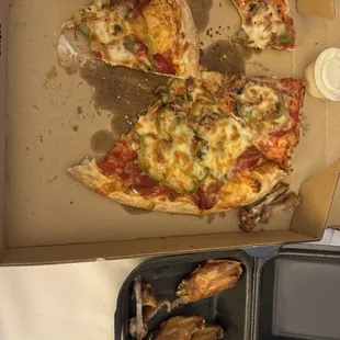 Pizza and wings..