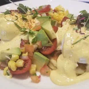 Corn cake Benedict