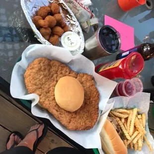 a fried chicken sandwich and fries