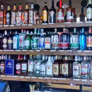 shelves of alcohol