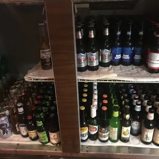 a variety of beer bottles