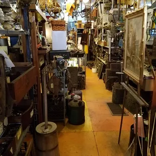 somewhat dark and cluttered interior