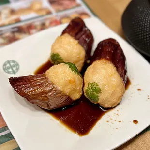 Deep Fried Eggplant with Shrimp