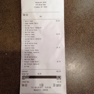 a receipt for tim hortons