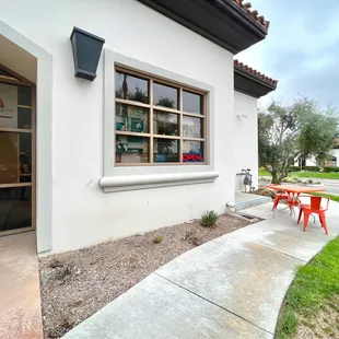 Table and chairs for dining outside.
