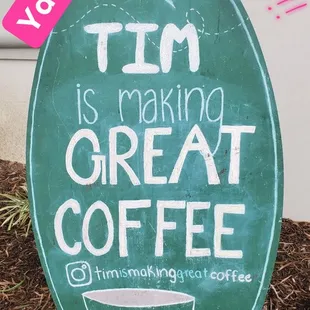 Tim's sign outside his shop...