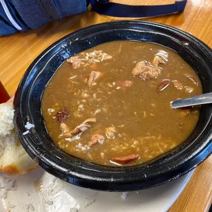 Chicken &amp; Sausage Gumbo + roll