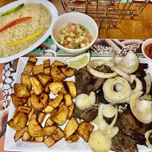 Suya Dibi Plate with Plantain &amp; Attieke