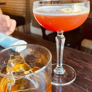 Cocktail and whiskey