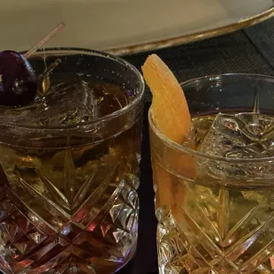 Cherry and rotating Old Fashioned