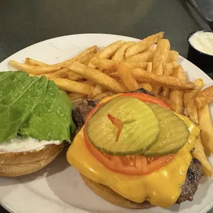 Cheeseburger and fries