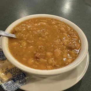 Cup of ham and bean soup