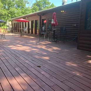 The outside deck is huge.