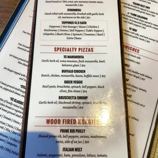 the menu
