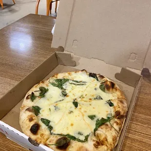 Cheese Please with no tomato sauce and added spinach