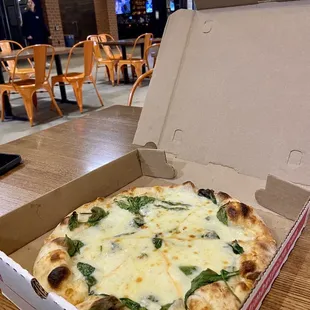 Cheese Please with no tomato sauce and added spinach