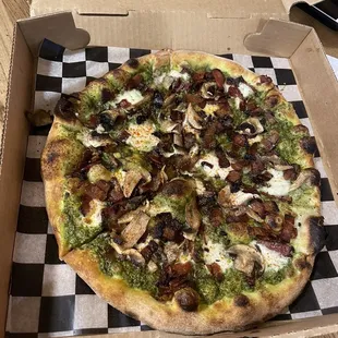 Bacon mushroom pizza