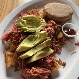 Timber Hash with avocado