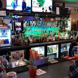 Great bar, bottles and rotating taps.