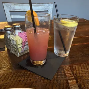 two drinks and a croissant