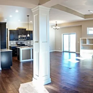 a living room and kitchen