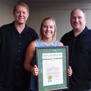 Councilmen present Timberlane with an Offical Proclaimation. Congratulations Tiger Sharks on an undefeated season!