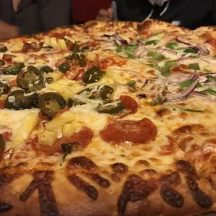 The pizza looks good... but tastes horrible. Frozen pizza crust, or maybe cardboard.