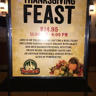 a sign for a thanksgiving feast