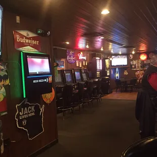 a man and a woman in a bar