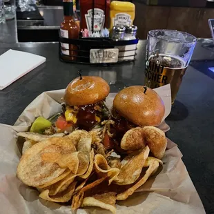 Sliders and homemade chips