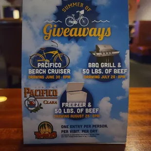 a sign for the giveaways