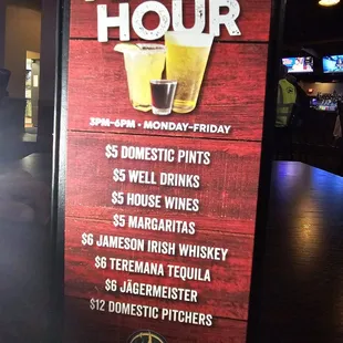Happy hour menu