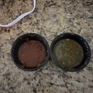 Red and green salsa