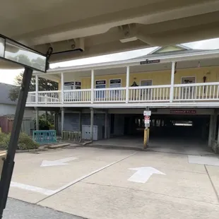 2 large parking lots under the stores