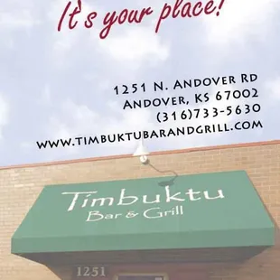 the front of timbuktu bar and grill