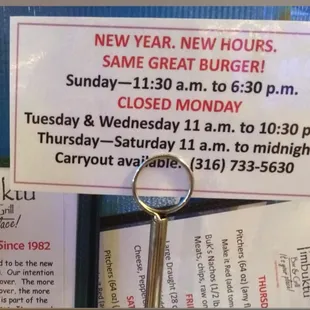 New Year. New Hours.  Same Great Burger.