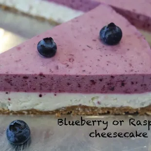 a piece of blueberry cheesecake