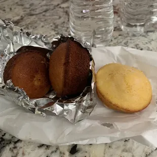 Burnt corn muffins.