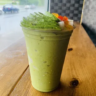 Avocado Smoothie with Rainbow Jelly