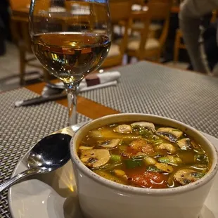 Tom yum soup with plum wine