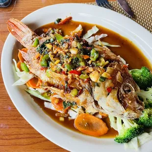 Red Snapper in Tamarin Sauce.  Very delicious